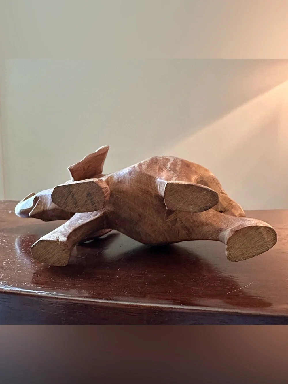Wooden, hand carved elephant
